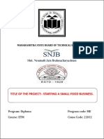 Title of The Project:-Starting A Small Food Business.: Maharashtra State Board of Technical Education