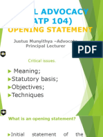 Trial Advocacy (ATP 104) : Opening Statement