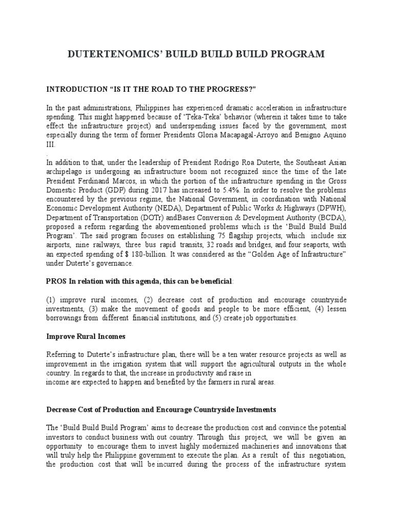 Dutertenomics' Build Build Build Program: Introduction 