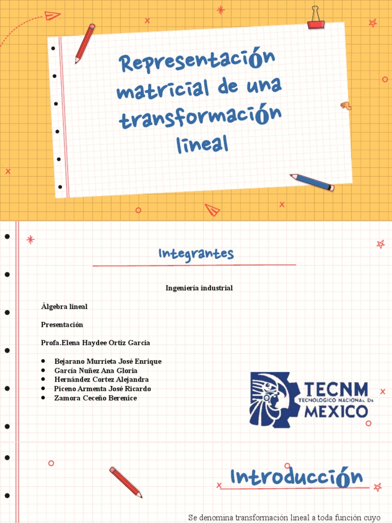 Representación Matricial de Una Transformación Lineal | PDF ...
