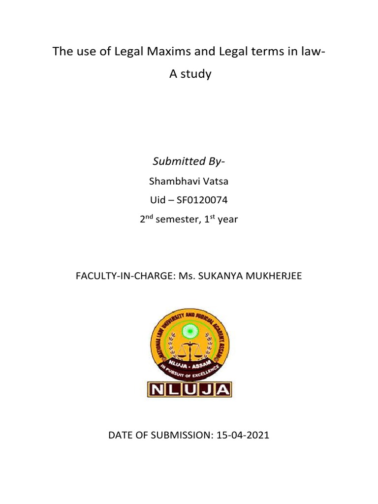 The Use Of Legal Maxims And Legal Terms In Law PDF Common Law