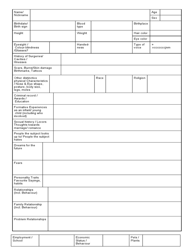 Araki Character Design Template | PDF | Wellness | Lifestyle