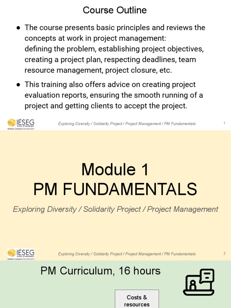 Project Management Fundamentals Course Outline | PDF | Project ...