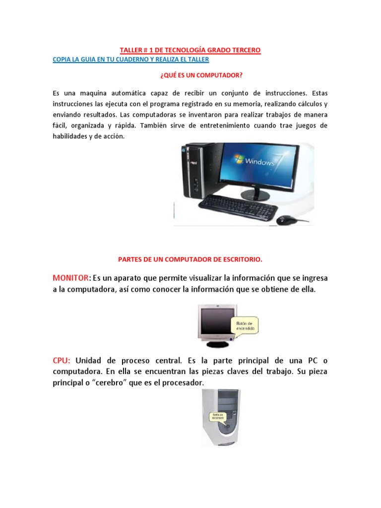 Partes de la Computadora para Niños | PDF | Juegos y actividades