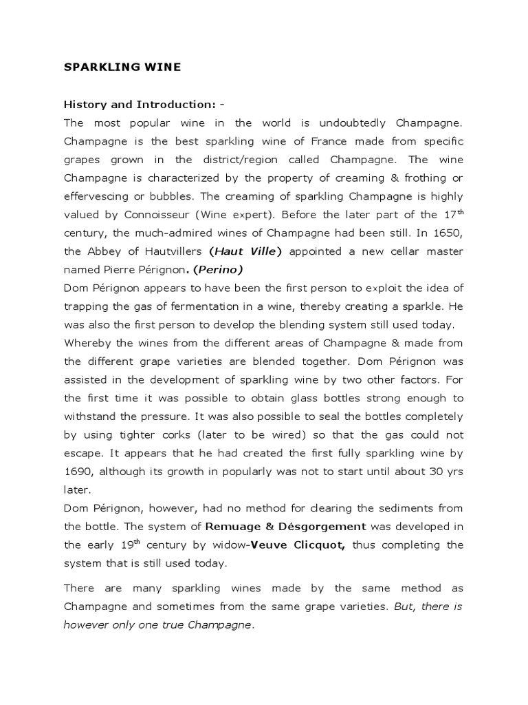 Sparkling Wine and Champagne Handouts | PDF | Champagne | Wine
