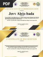 Certificate of Commendation: Jovy Alejo Bada