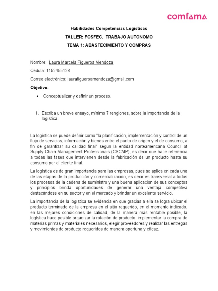 Guía de Aprendizaje Autónomo Sesión 1 Abastecimiento y Compras | PDF ...