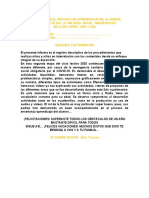 INFORME SOBRE EL PROCESO DE APRENDIZAJE DEL ALUMNO 2do Cuatrimestre