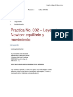 Informe Practica No. 002 - Leyes Newton y Movimiento