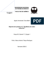 Química General II - Reporte 15 Equilibrios Redox