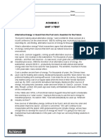 Achieve 2 Unit 3 Test: Alternative Energy: A Quest From The Past and A Question For The Future