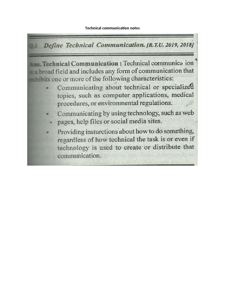 Technical Communication Notes | PDF | Communication | Nonverbal ...