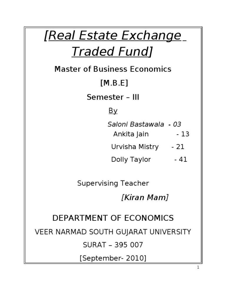 Final Real Estate Exchange Traded Funds PDF Exchange Traded Fund