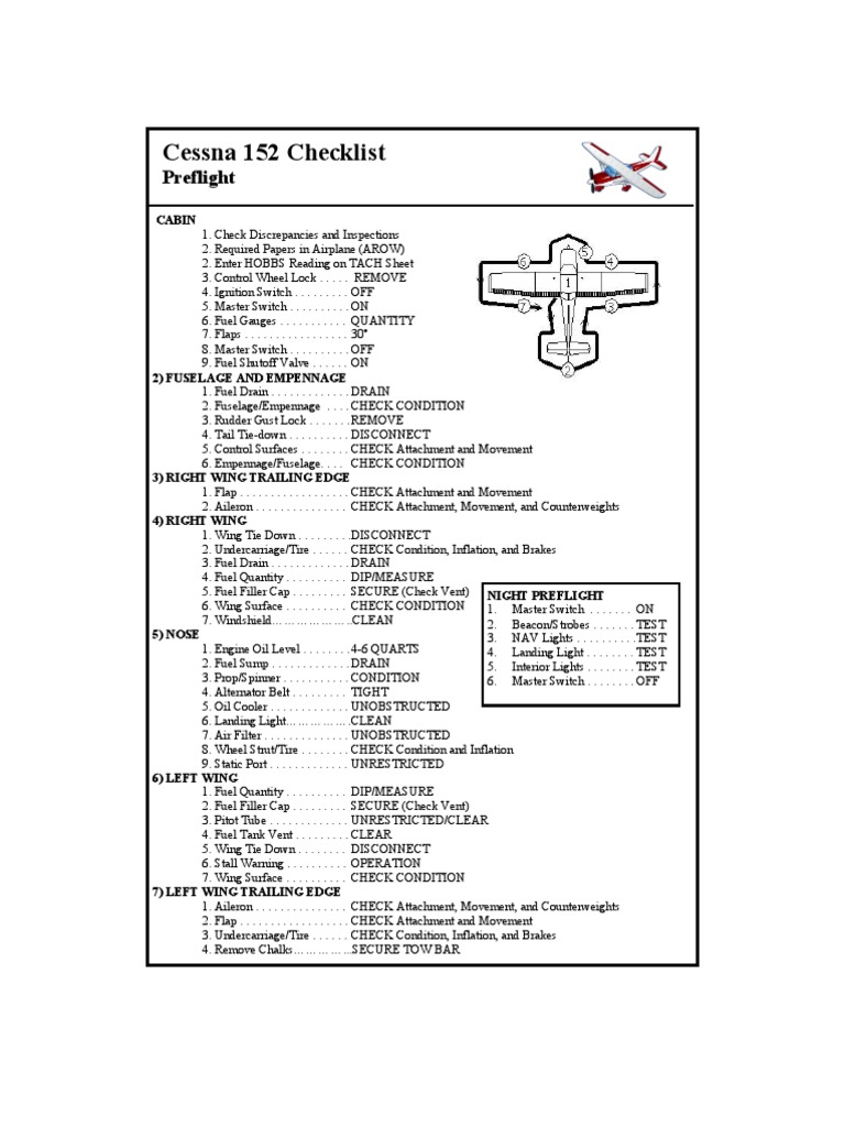 C 152 Checklist | PDF | Carburetor | Aviation