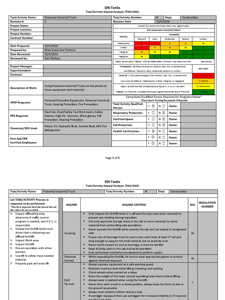 Powered Industrial Truck Safety Analysis | PDF | Forklift | Risk