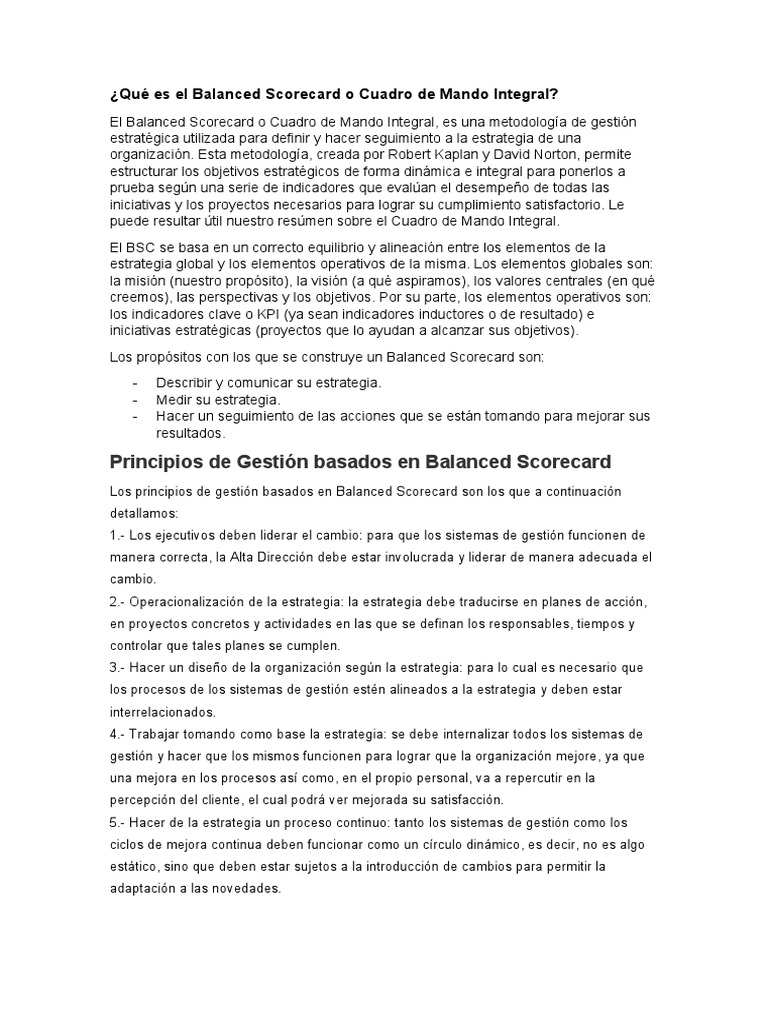 Guía del Balanced Scorecard Integral | PDF | Business | Economias