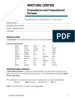 Writing Center: Prepositions and Prepositional Phrases