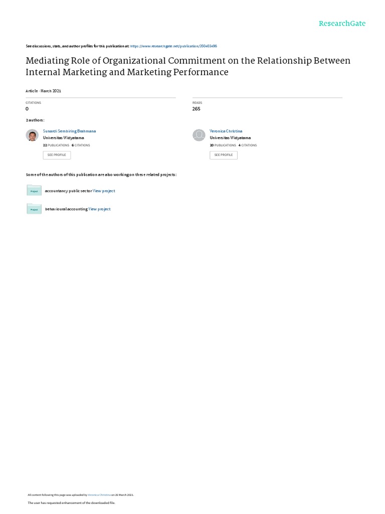 Mediating Role of Organizational Commitment On The Relationship Between ...