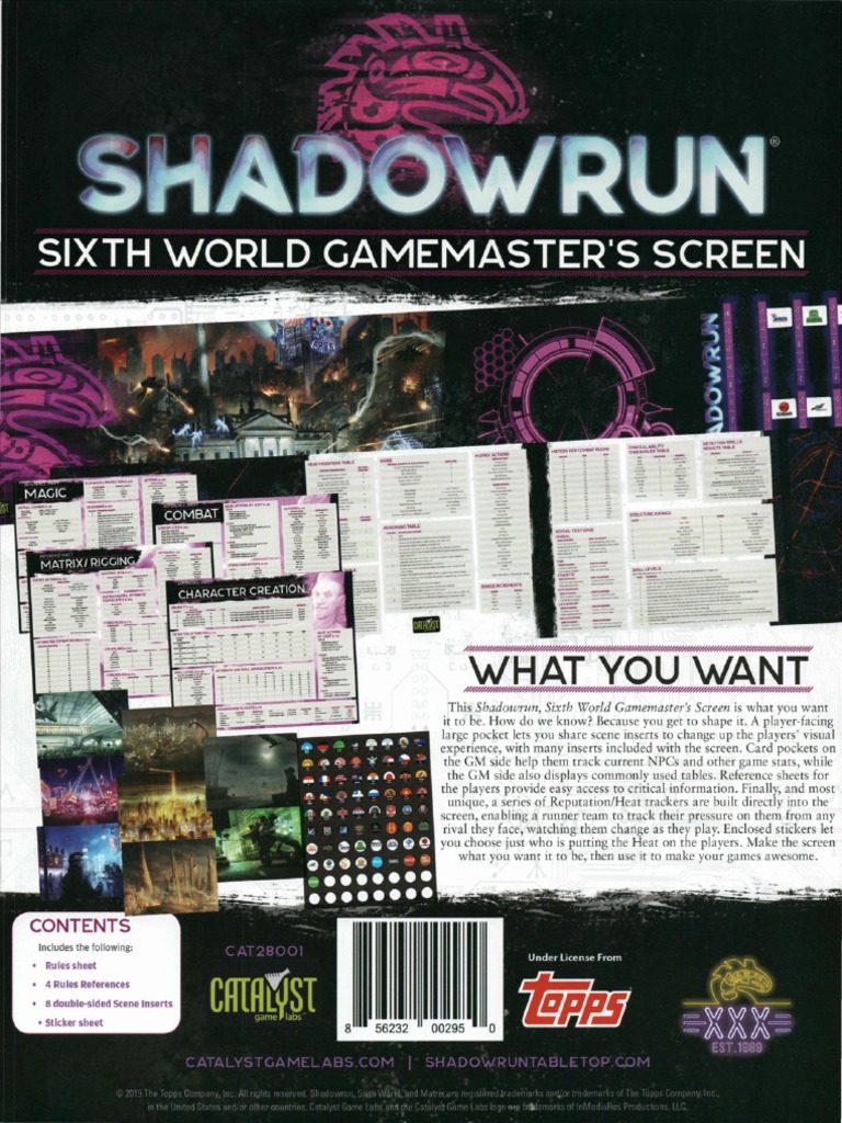 Cat28001 Shadowrun 6th Gm Screen 600dpi Ocr Bookmarked Pdf