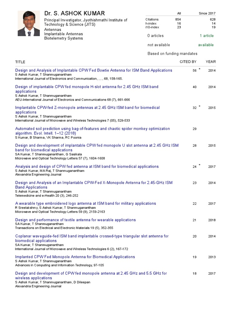 Dr. S. ASHOK KUMAR Google Scholar PDF Microwave