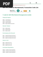 SAP MM Transaction Code List