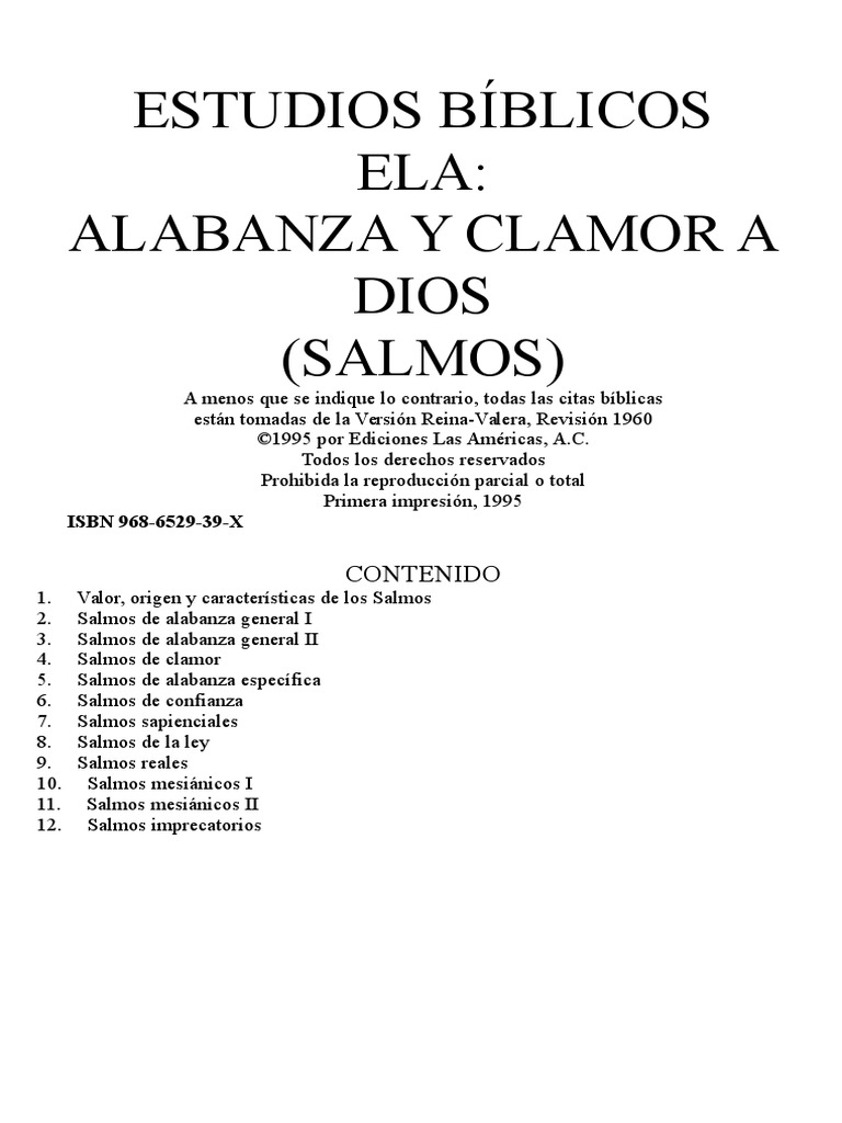 Estudios Biblicos ELA - Alabanza y Clamor A Dios - Salmos | PDF ...