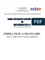 Lesson Plan in Mathematics 8