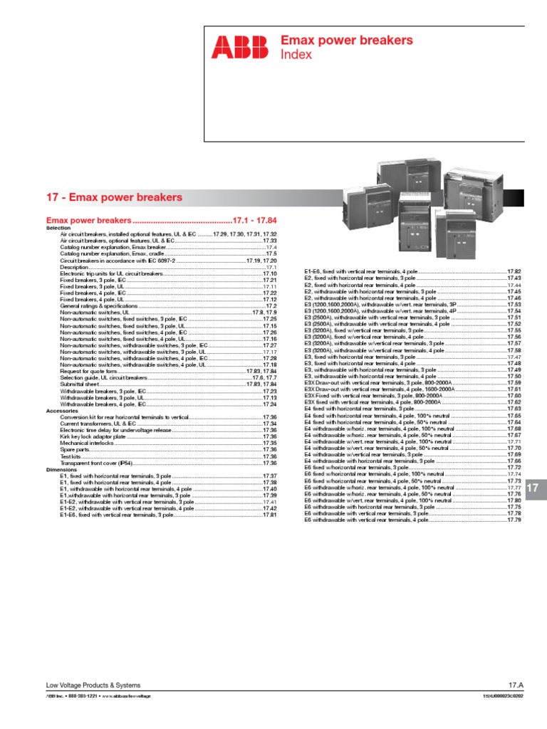 ABB Emax Catalogue Switch Electrical Engineering