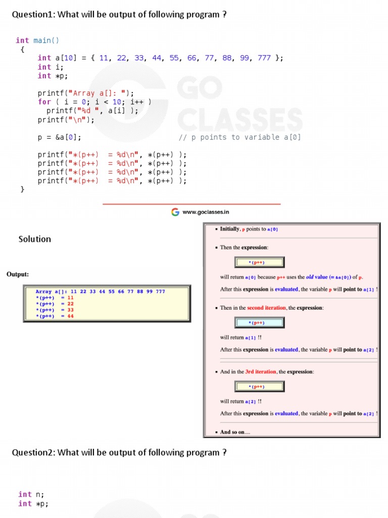 Question1: What Will Be Output of Following Program ?: Main | PDF ...