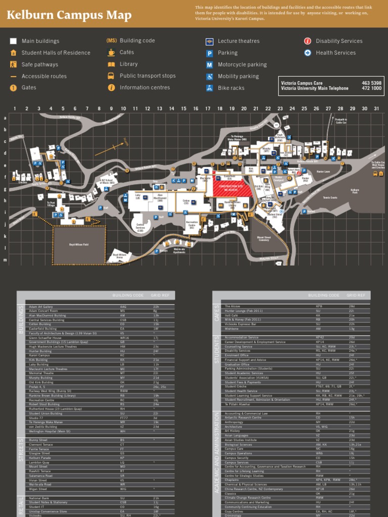 Te Aro Campus Map Kelburn Campus Map | Pdf | Academia | Science