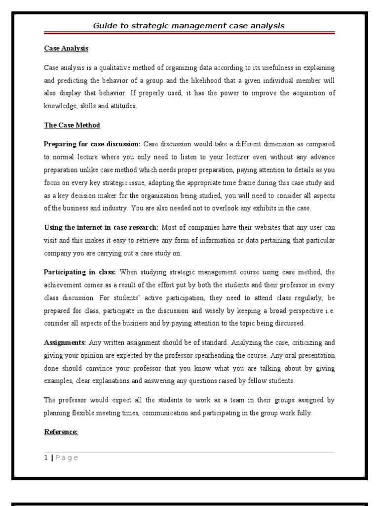 Guide to Strategic Management Case Analysis