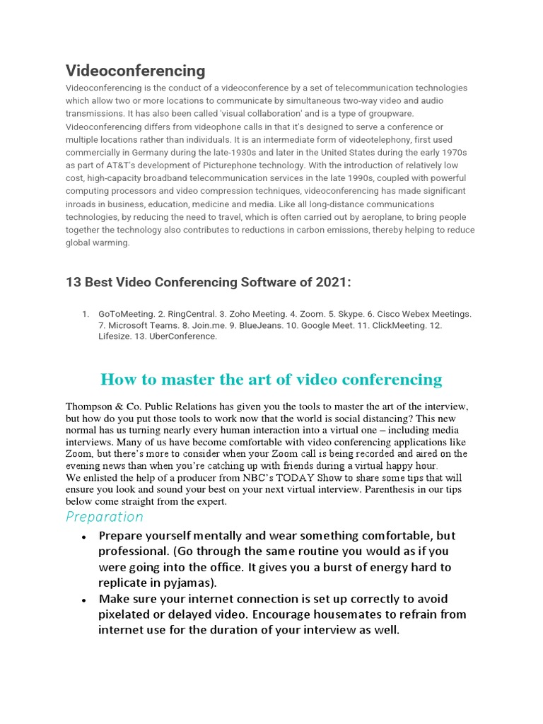 Oral Communication - Videoconferencing | PDF | Videotelephony ...