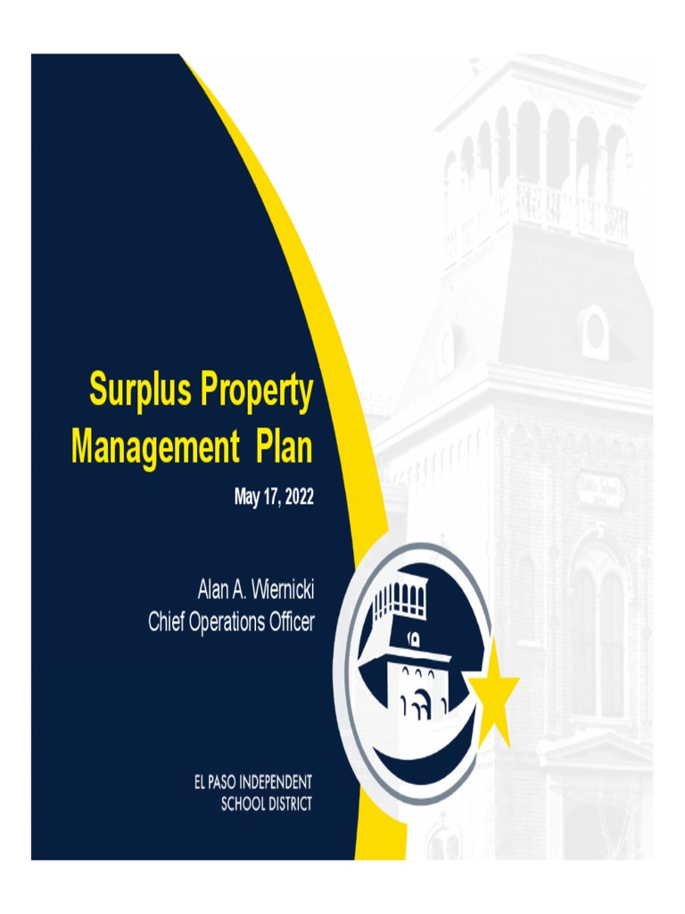 Surplus Property Management Plan (EPISD) PDF Easement Civil Law