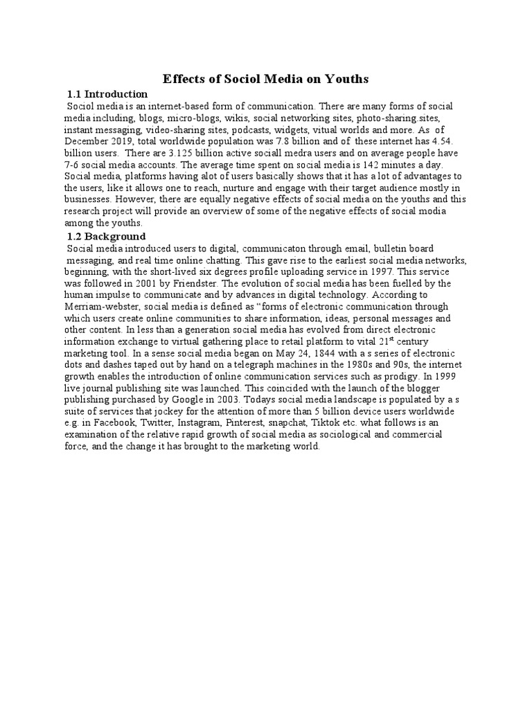 Effects of Social Media On Youths | PDF | Popular Culture & Media ...