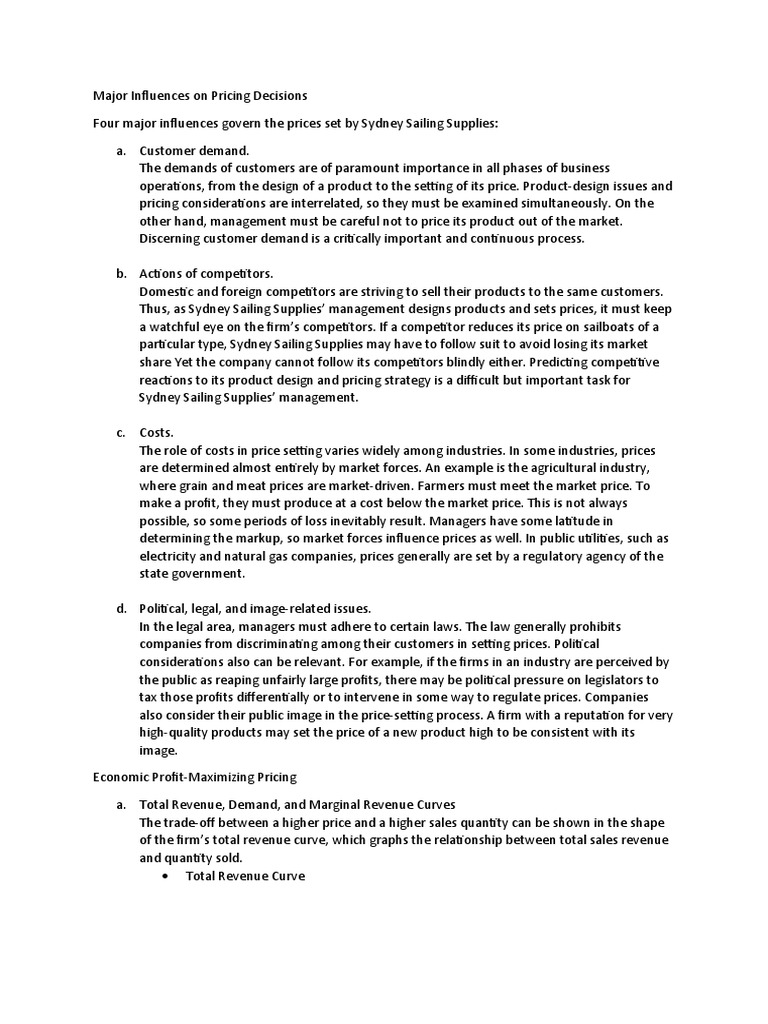 Key Factors in Pricing Decisions | PDF | Price Elasticity Of Demand ...
