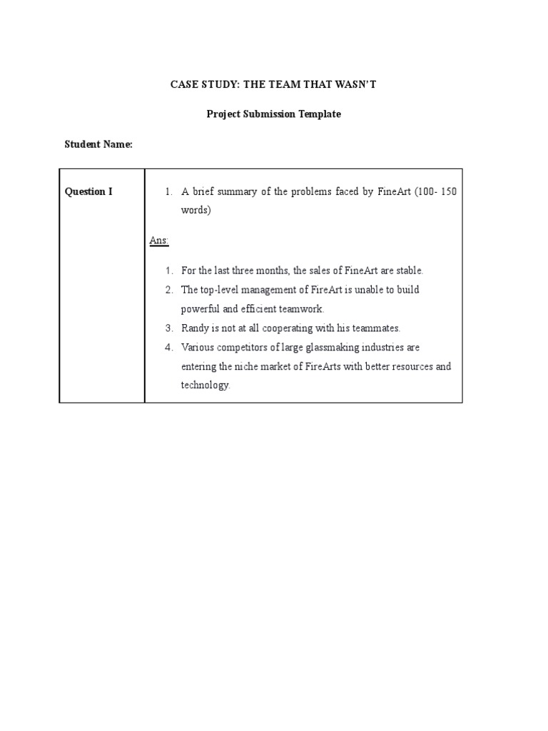 The Team That Wasn't Case Study | PDF | Motivation | Motivational