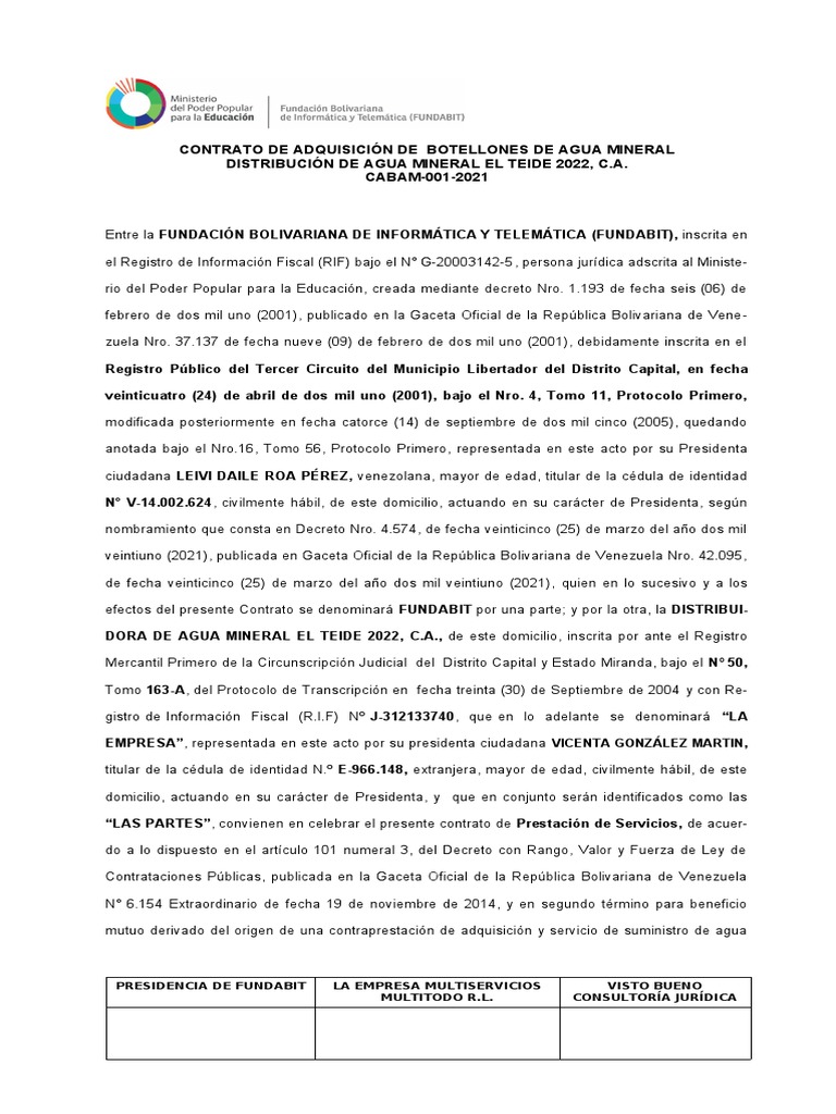 Contrato de Suministro de Agua Mineral | PDF | Póliza de seguros | Business