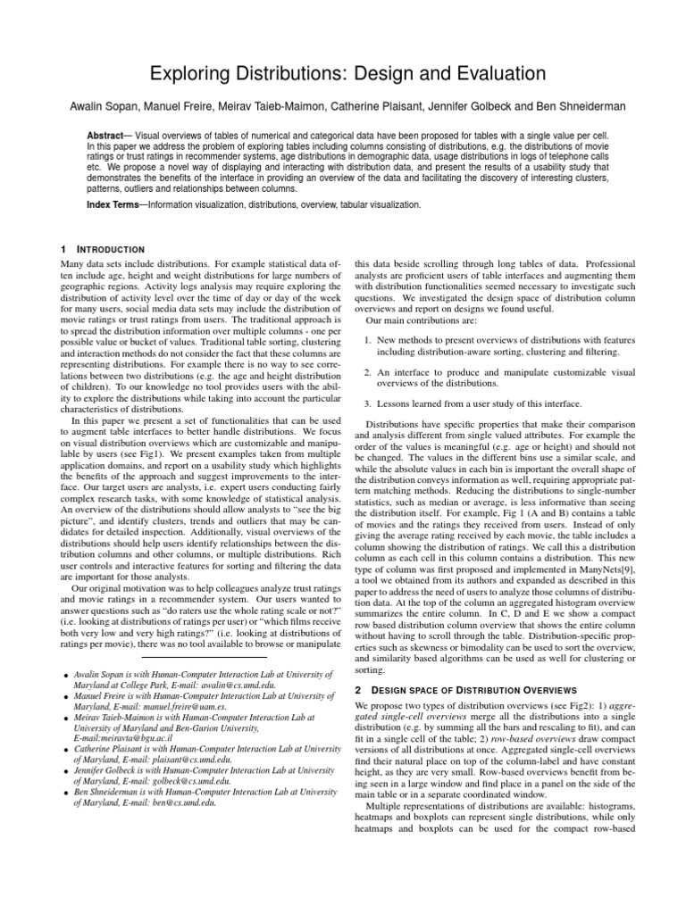 Visualizing Data Distributions in Tables | PDF | Cluster Analysis ...