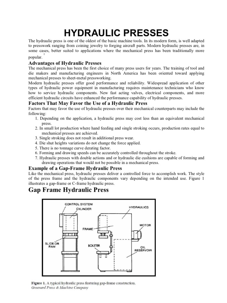 Hydraulic Presses PDF Machines Machine Tool