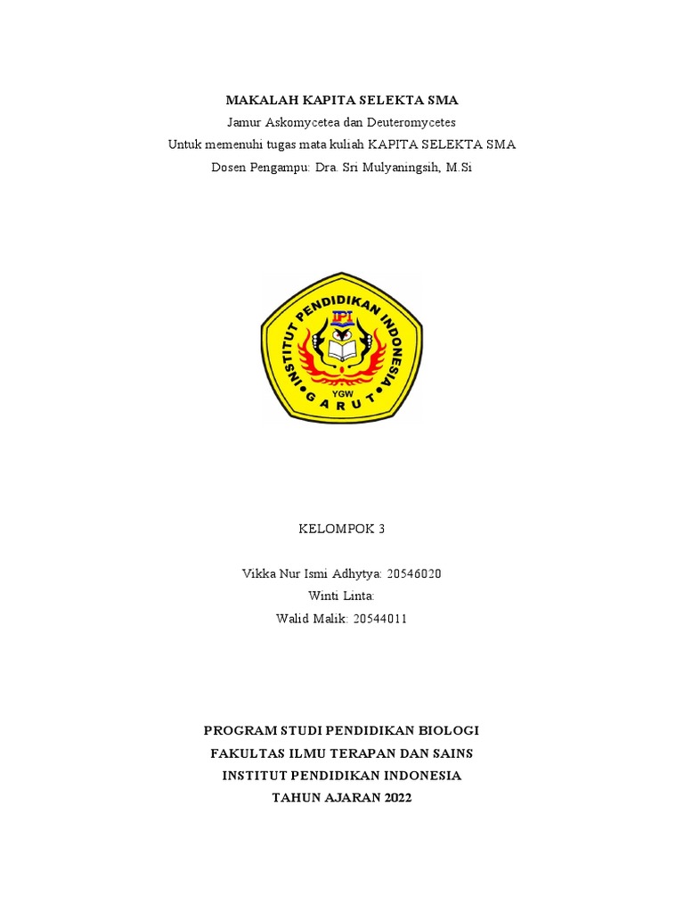 Makalah Kapita Selekta Sma | PDF