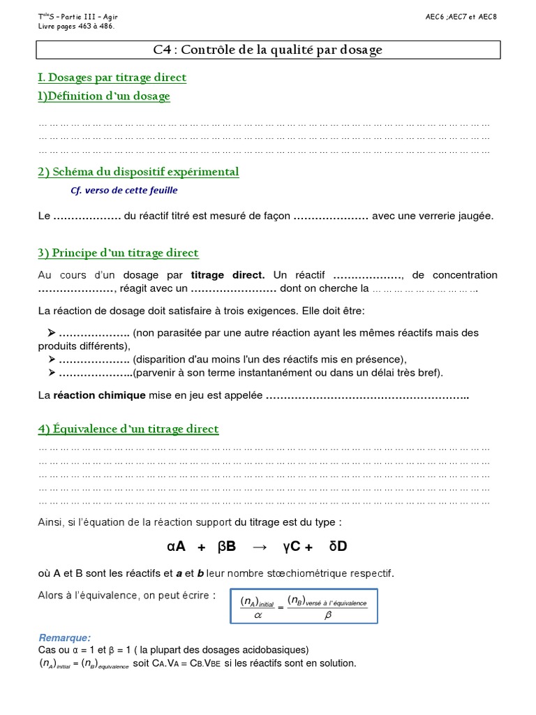 Dosage par titrage et étalonnage | PDF | Titrage | Chimie