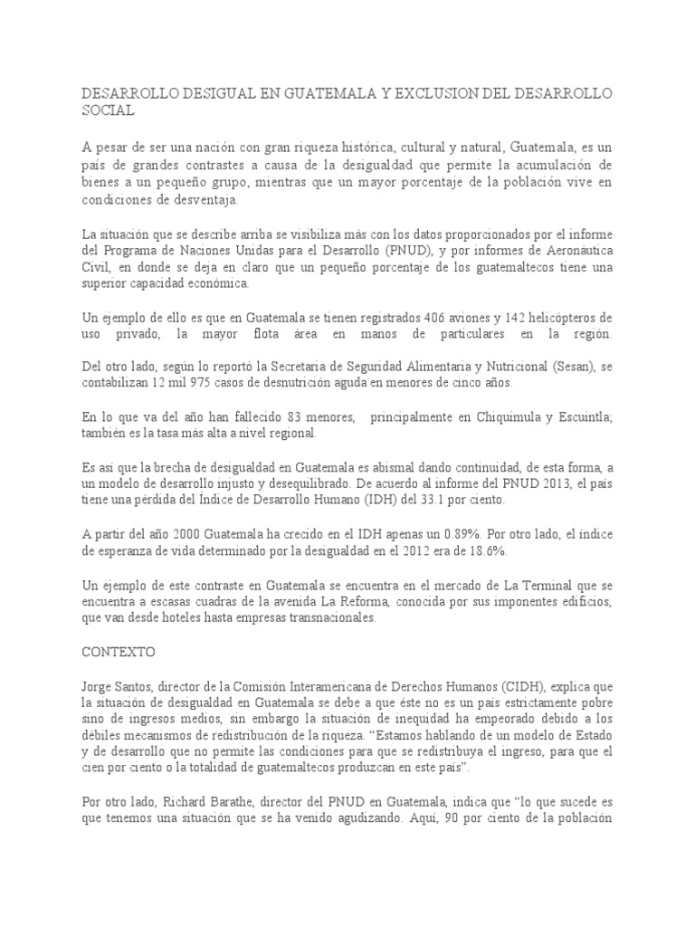 Desigualdad y Exclusión en Guatemala | PDF | Pobreza | Pobreza e indigencia