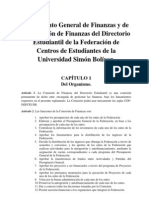 Reglamento General de Finanzas y de la Comisión de Finanzas del DE-FCEUSB (2009)