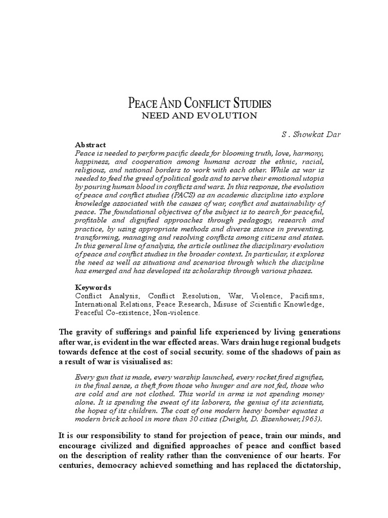 Peace and Conflict Studies | PDF | Peace | Violence