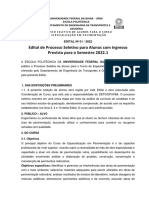 Processo seletivo para curso de especialização em pavimentação na UFBA