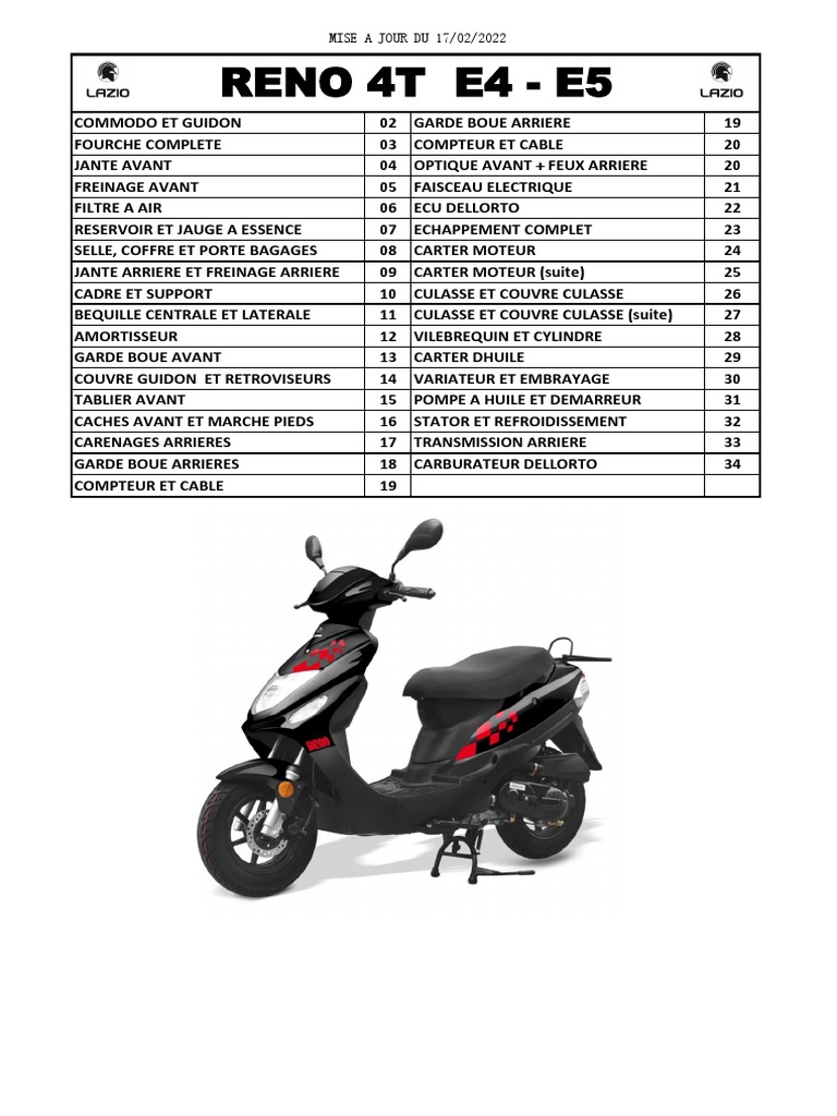 Pièces Détachées Scooter Lazio Reno | PDF | Machines rotatives | Pièces ...