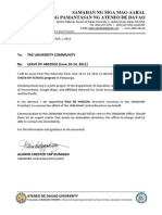 Memorandum No. SCB Pres 029, s. 2011 [LOA June 10-14,2011]