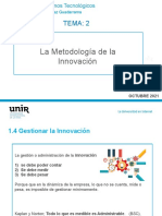 Tema 2 Metodología de La Innovación - Octubre 2021