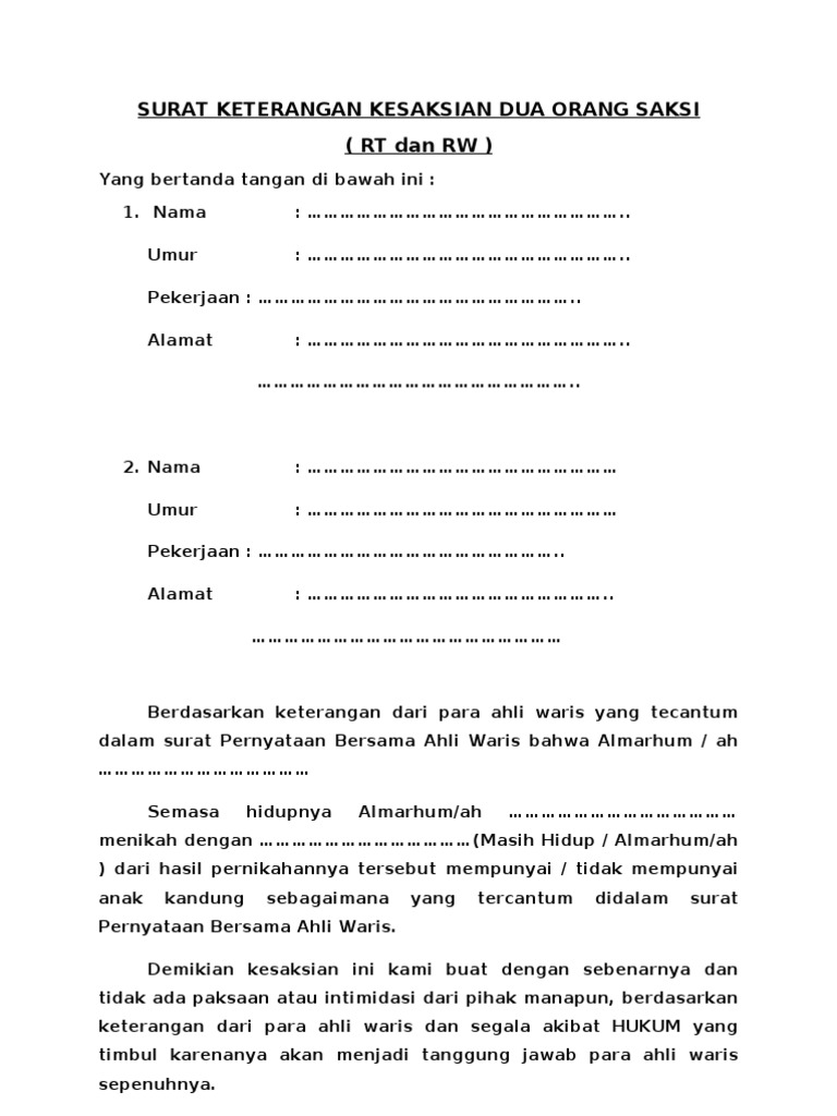 Surat Dua Pihak Dan Saksi