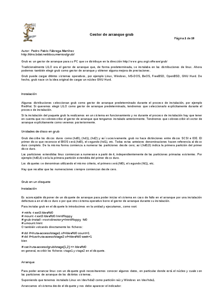 Manual Grub PDF Contraseña Arranque